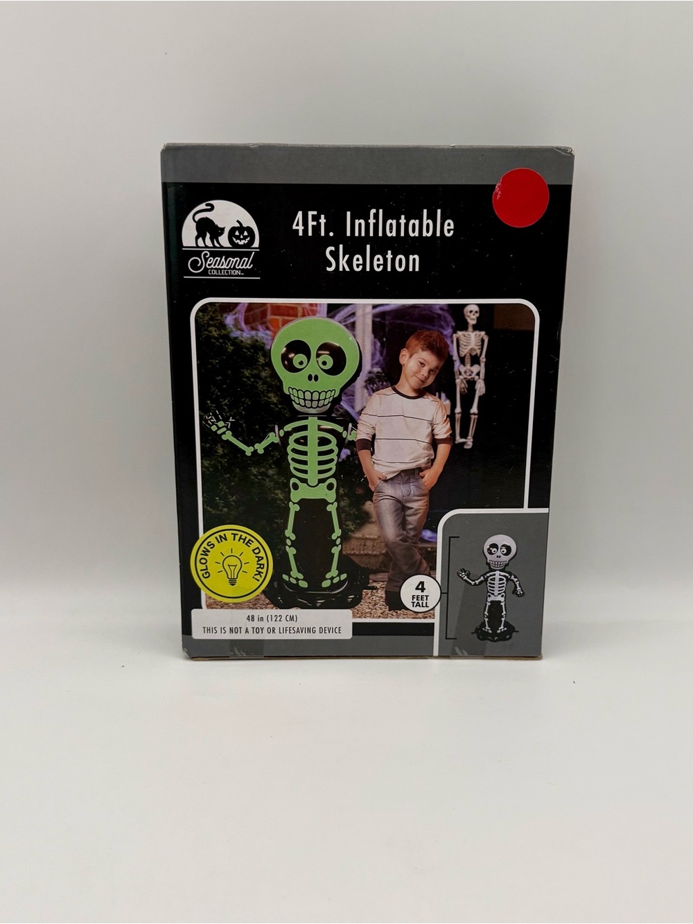 4 Ft Inflatable Skeleton Glow In The Dark Halloween Yard Decor